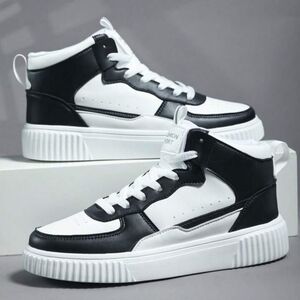 Men Fashion White & Black High top sneakers